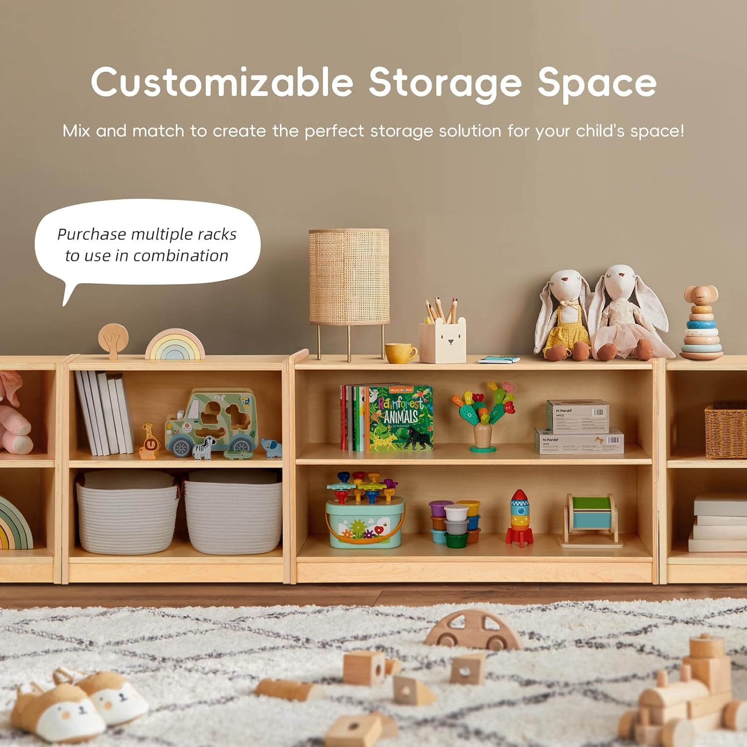 OOOK Montessori Shelf, Toy Organizers and Storage, 2-Tier Toddler Bookshelf Suitable for Classroom, Kindergarten, Kids Room, Playroom and Daycare Center