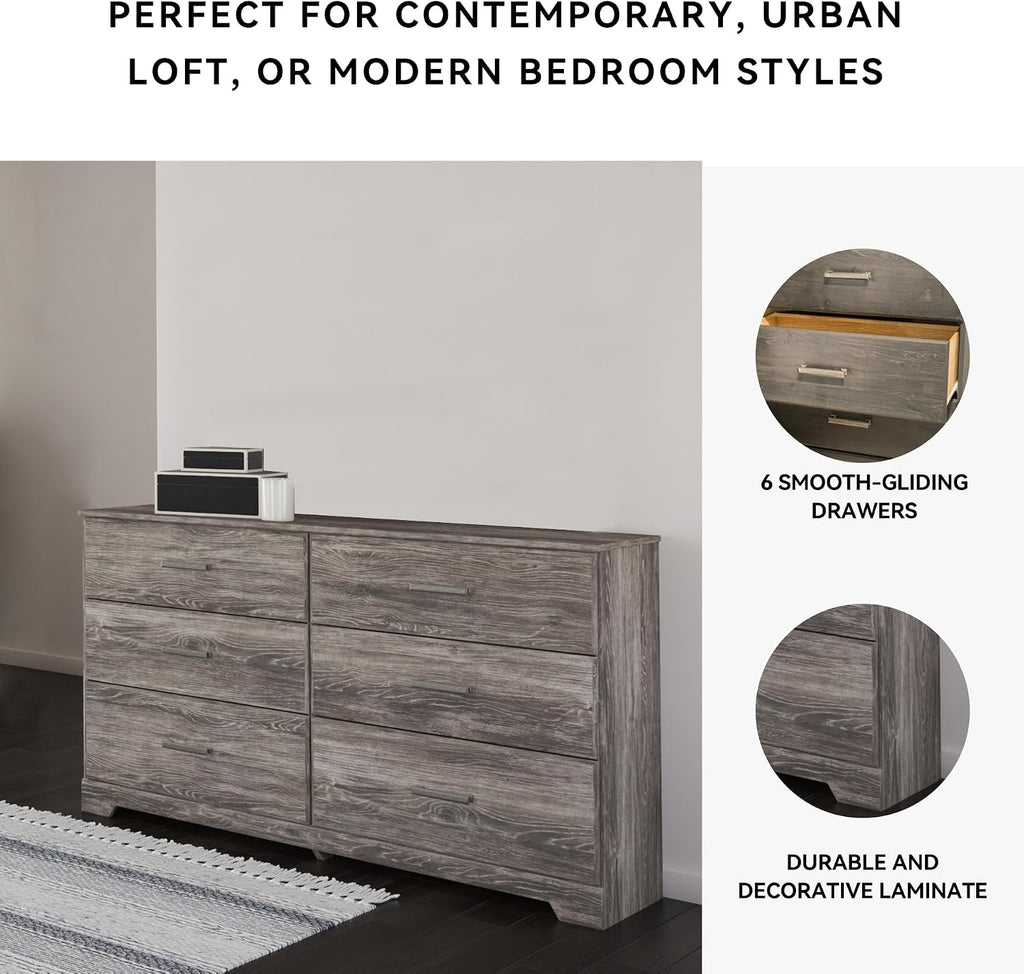 Signature Design by Ashley Ralinski 6 Drawer Dresser, Warm Gray
