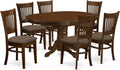 East West Furniture KEVA7-ESP-C 7 Piece Kitchen Table & Chairs Set Consist of an Oval Dining Room Table with Butterfly Leaf and 6 Linen Fabric Upholstered Chairs, 42x60 Inch, Espresso