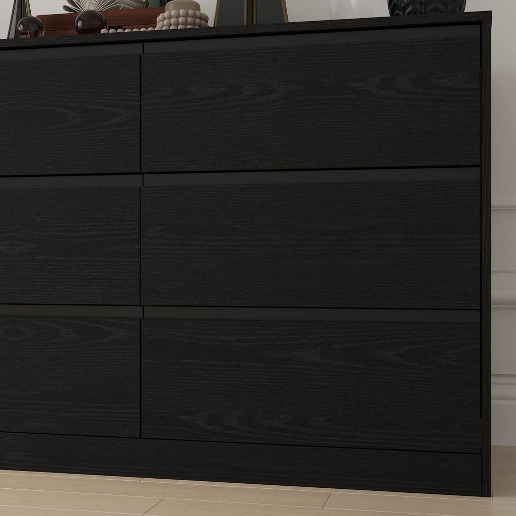 Bobve 70.9' Dresser for Bedroom with 9 Drawers, Large Modern Chest of Drawers with Deep Drawers, Wide Double Dresser Handle Free, Storage Organizer for Bedroom, Living Room, Hallway (Black)