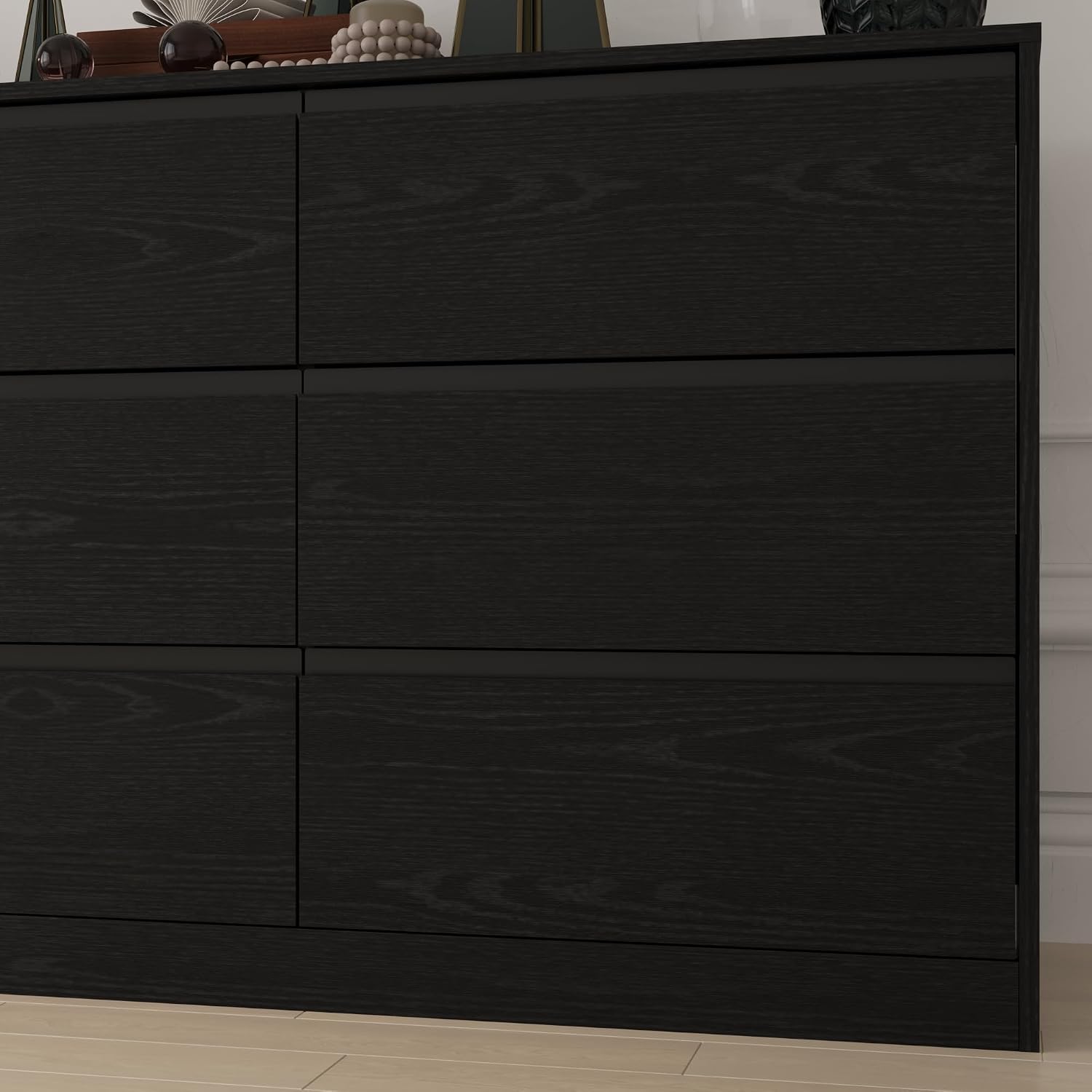 Bobve 70.9' Dresser for Bedroom with 9 Drawers, Large Modern Chest of Drawers with Deep Drawers, Wide Double Dresser Handle Free, Storage Organizer for Bedroom, Living Room, Hallway (Black)