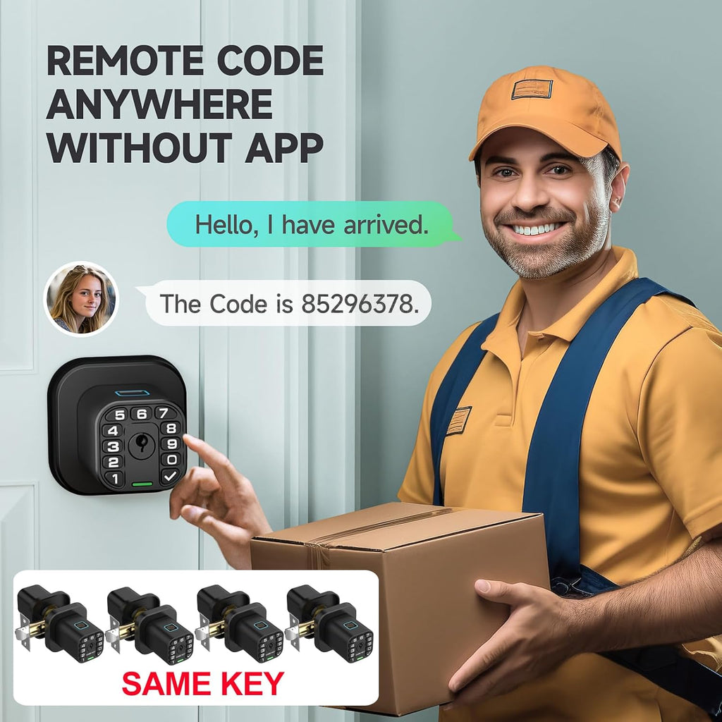 Richelock Fingerprint Door knob, Smart Biometric Door Lock with Keypad, Keyless Entry Code Door Knob, Waterproof & Weatherproof , Auto Lock ,Voice Navigation, For Bedroom, Gate,Office