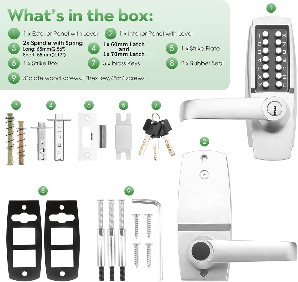 GB2024 Gate Lock Box Steel Gate Boxf for ANNFUZ Mechanical Keyless Entry Door Leverwith Handle,Combination Keypad Code Door Lever Lock - for Metal Gates and Fence (NOT for Aluminum) - 2 3/