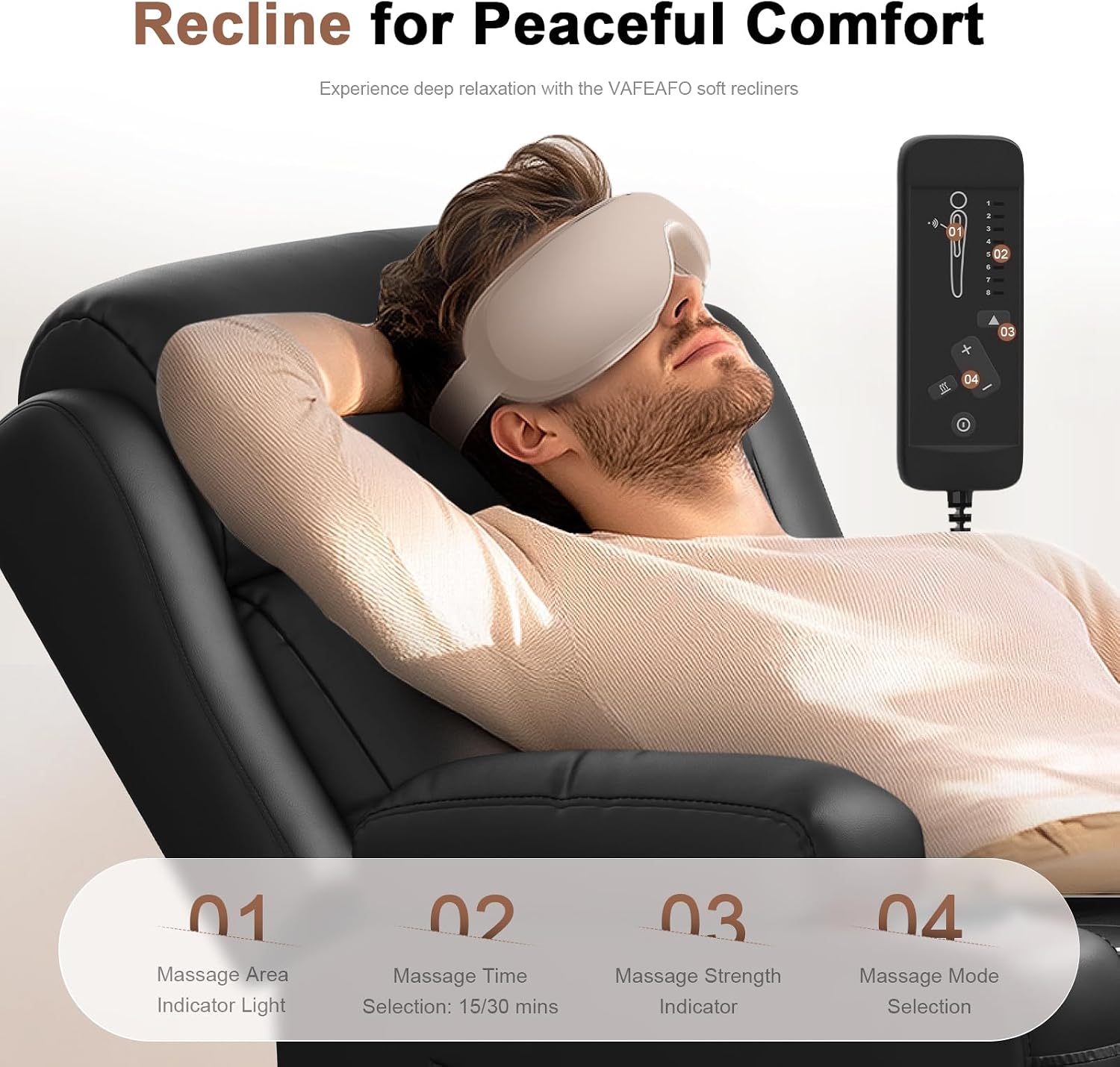 Reclining Loveseat, 1 Single Power Heat & Massageable Recliner Chair with Storage, Cup Holders, Oversized Massage Sofa Heavy Weight Capacity, Wall Hugger Couches for Living Room & RV