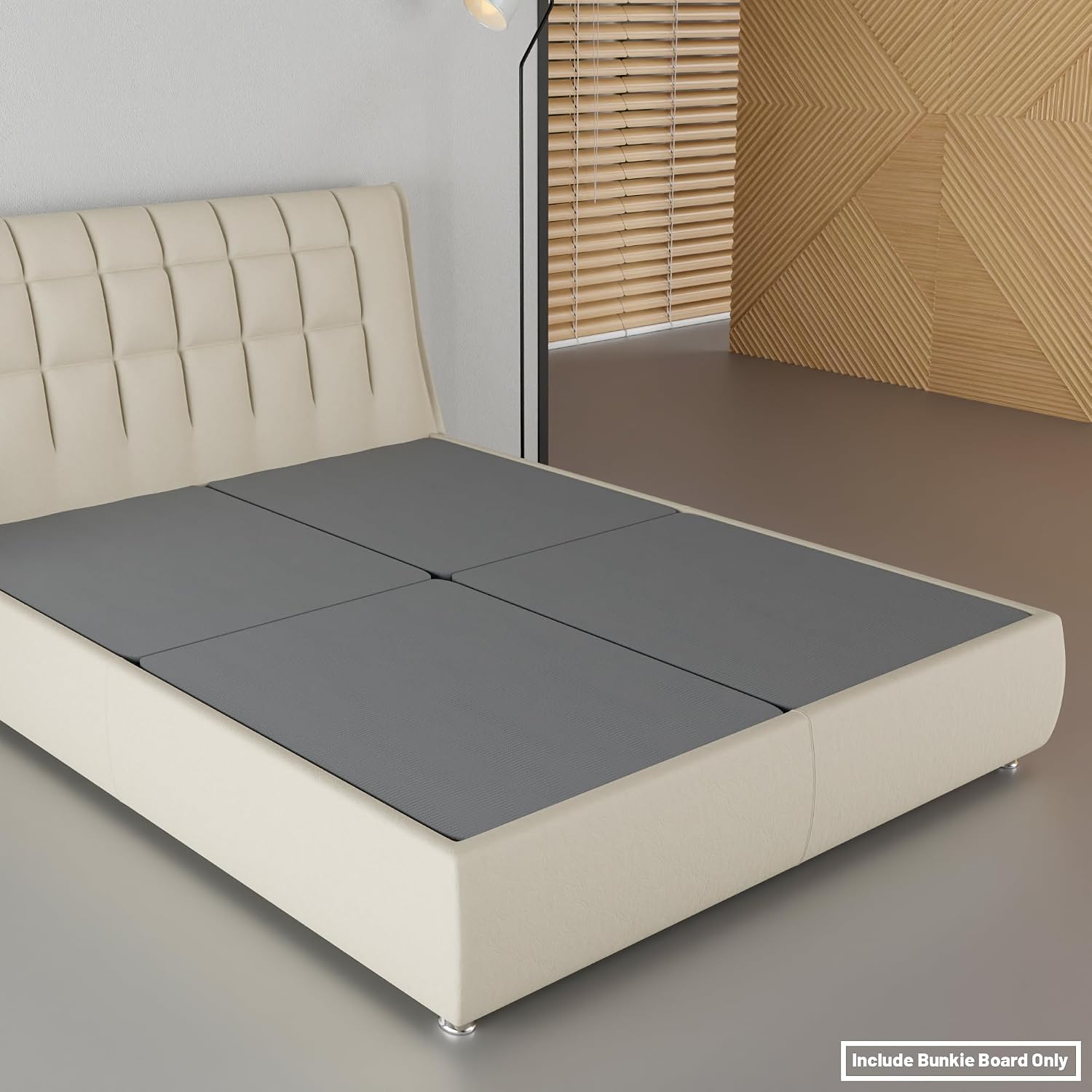 1.5' Split Wood Bunkie Board Full(Fold) Size, Bunkieboard for Bed Support - Fully Assembled, Low Profile Support, Slats Design for Ventilation, Box Spring Alternative