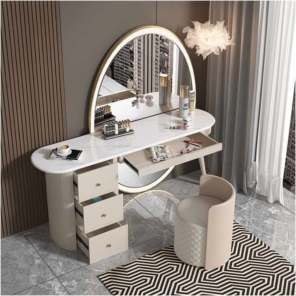 HIHELO Dressing Tables Dresser Makeup Table Bedroom Full Mirror Storage Cabinet All-in-One Set Ladies Makeup Drawer Makeup Table Vanity for Dressing (Color : 100cm)