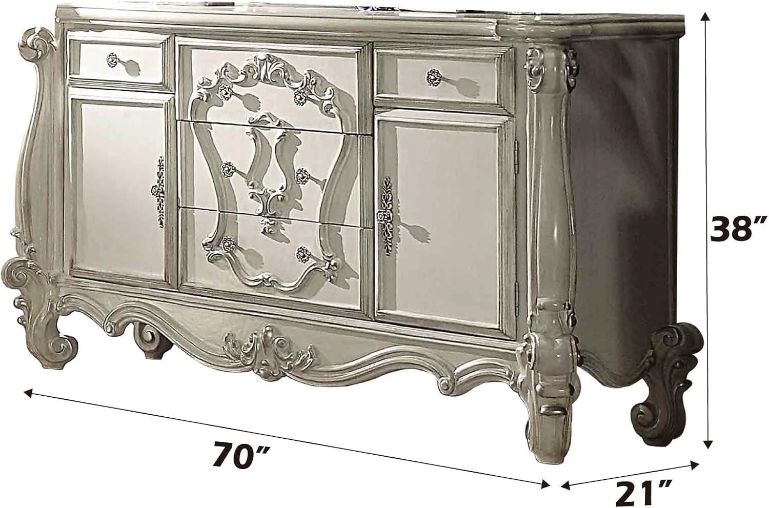 Acme Versailles Wooden 5 Drawer Dresser in Bone and White