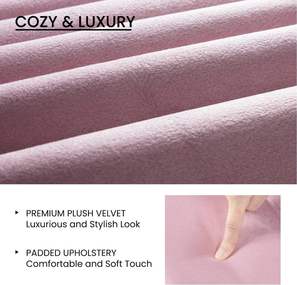 SHA CERLIN Full Bed Frame/Velvet Upholstered Platform Bed Frame with Headboard/Strong Wood Slats Support/Mattress Foundation/No Box Spring Needed - Pink