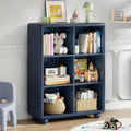 Kids Bookshelf, Large Wooden Bookcase with 6 Cube Storage, Girl Toy Storage Organizer Cabinet with Child Safe Paint&Thick Board, Boy Tall Book Shelves Nook for Office Playroom Living Room (Navy Blue)