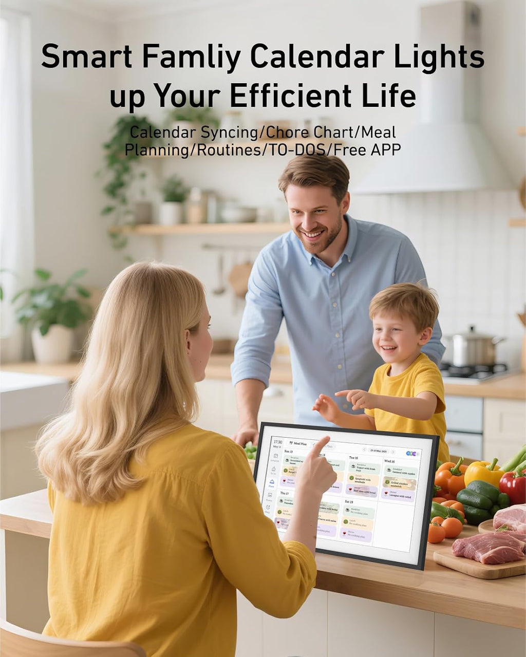 15.6 inch Digital Calendar, Smart Calendar for Home Organization, IPS FHDTouchscreen Interactive Display, Wall Planner Smart Family Schedules/Digital Picture Frames for Wall/Desk Mountable