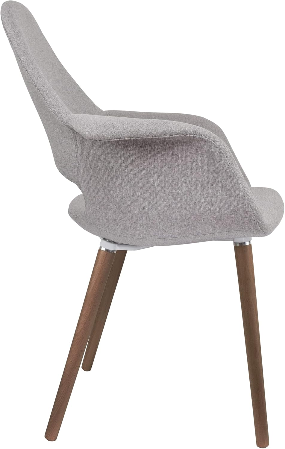 2xhome Mid Century Modern Upholstered Fabric Organic Accent Living Room Dining Chair Armchair Set with Back Armrest Dark Black Wood Wooden Legs for Kitchen Bedroom (2, Beige Gray, Dining)