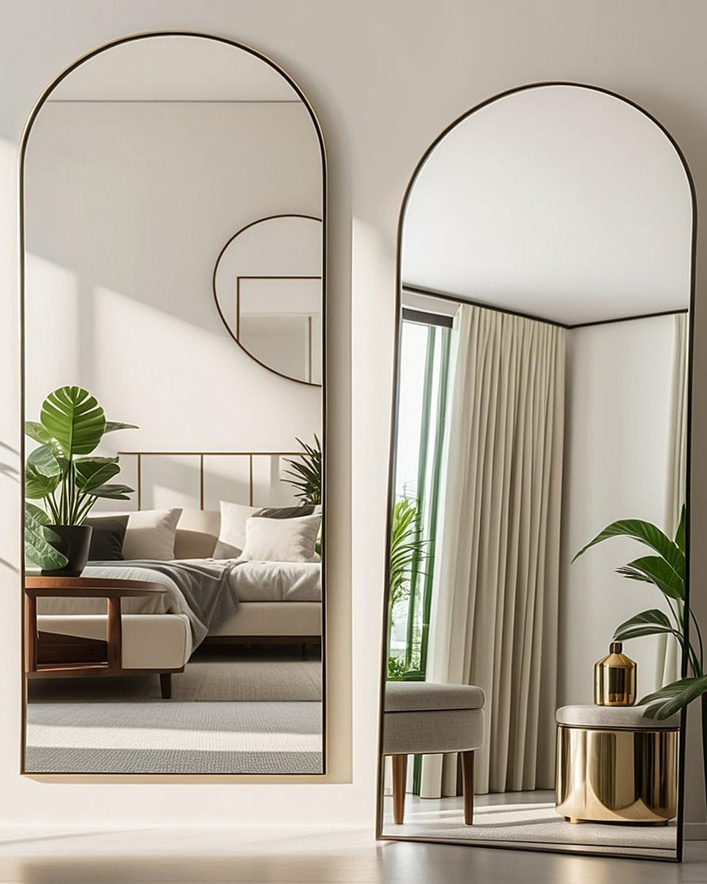 NEARBYSD Arched Full Length Mirror77 x38 Full Body Floor Mirror Standing Hanging or Leaning Wall, Arch Wall Mirror with Stand Aluminum Alloy Frame for Bedroom Cloakroom Black