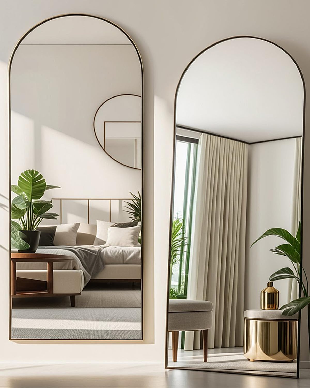 NEARBYSD Arched Full Length Mirror77 x38 Full Body Floor Mirror Standing Hanging or Leaning Wall, Arch Wall Mirror with Stand Aluminum Alloy Frame for Bedroom Cloakroom Black