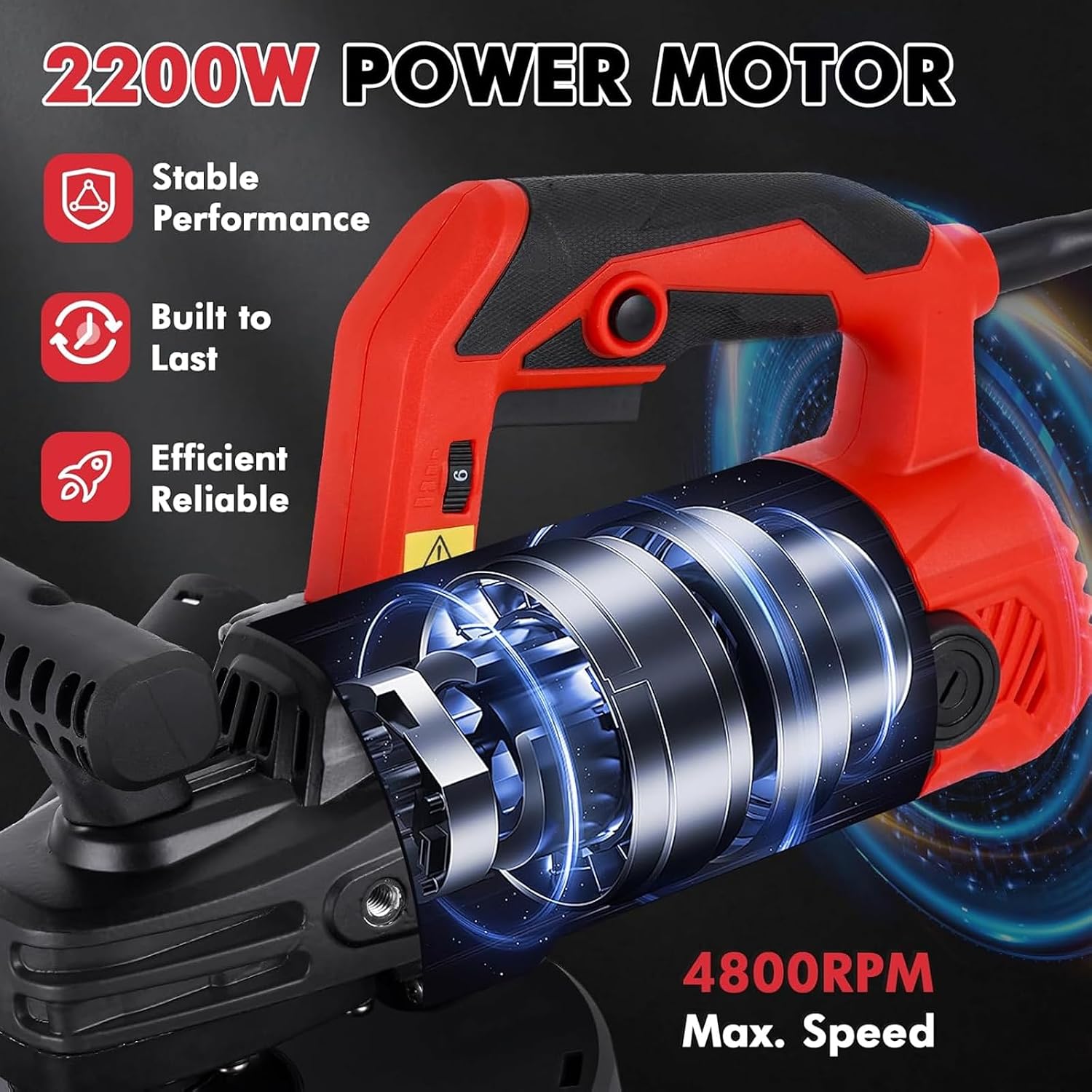 7-Inch Concrete Surface Grinder, 2200W Powerful Concrete Sanding Machine Concretes Sander, 90° Seamless sanding for Floors, Angle Grinder Kit with Dust Shroud, for Concrete Cement Granite Marble