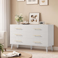 Ahomly 6 Drawer Dresser for Bedroom, 47.5' Wide Chest of Drawers with Metal Handles and Anti-Tip Kit, Large Capacity Storage Dresser for Living Room, Entryway, or Nursery, White