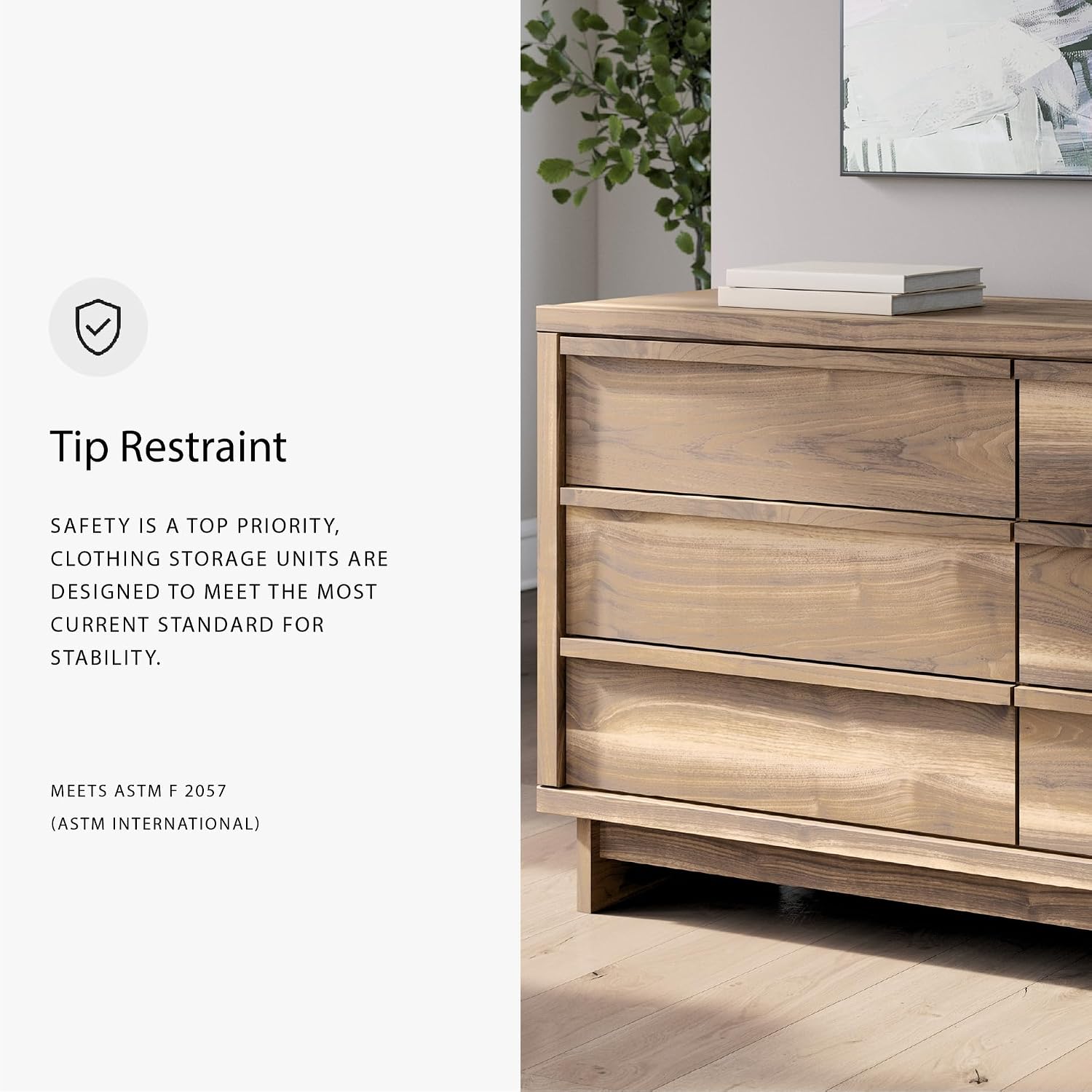 Signature Design by Ashley Darcalli Retro 6 Drawer Dresser with Easy Glide and Safety Stop, Brown