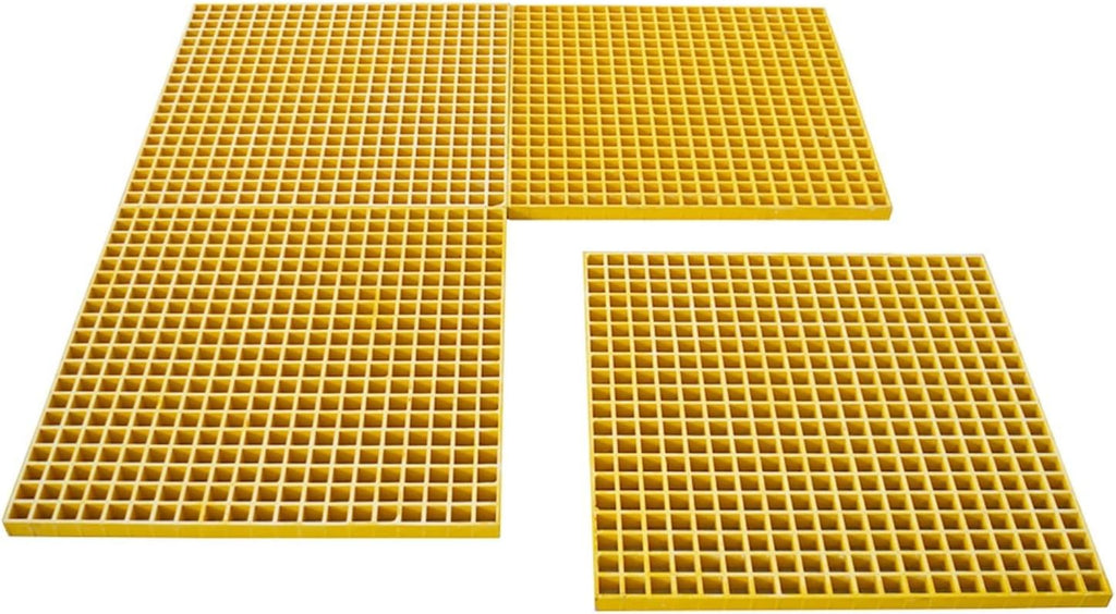 2.6ft*2.6ft Fiberglass Grating 1.5'' Thickness Yellow Car Wash Grille Square FRP Floor Grid for Floors Outdoor Drain Cover (1 PC)