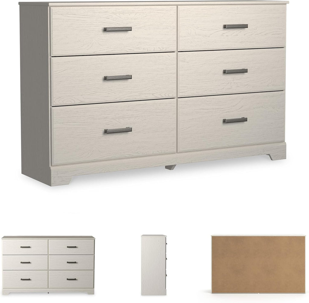 Signature Design by Ashley Stelsie Modern Scandinavian 6 Drawer Dresser, Whitewash
