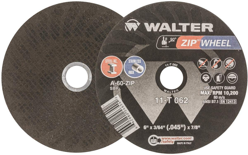 Walter Zip Wheel™ Cut-Off Wheel, 6' X 3/16' X 7/8'' T1, Pack of 25 (11T062)
