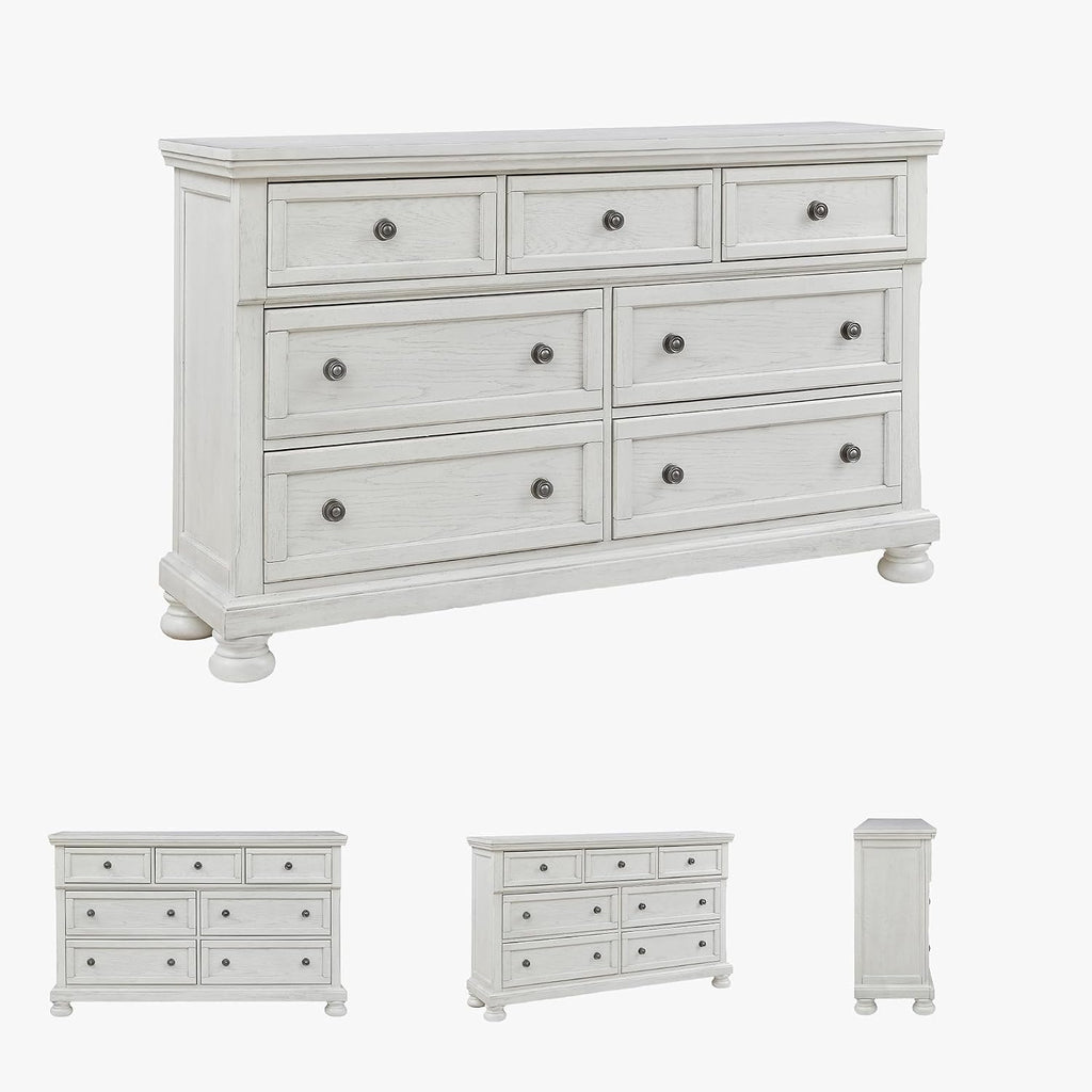 Signature Design by Ashley Robbinsdale Traditional 7 Drawer Dresser, Antique White