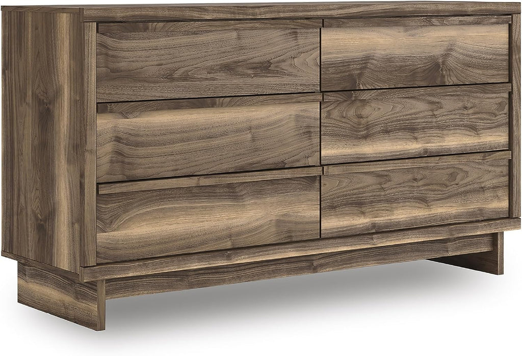 Signature Design by Ashley Darcalli Retro 6 Drawer Dresser with Easy Glide and Safety Stop, Brown