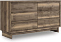 Signature Design by Ashley Darcalli Retro 6 Drawer Dresser with Easy Glide and Safety Stop, Brown
