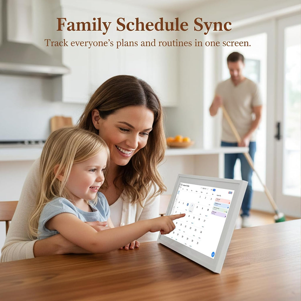 2 in 1 Voice Digital Calendar: Write, Speak & Sync to to-Dos - Touchscreen Family Schedule & Chore Chart with Meal Planner, Picture Frame & Lists (Family Hears Your Original Voice Reminders 15.6')