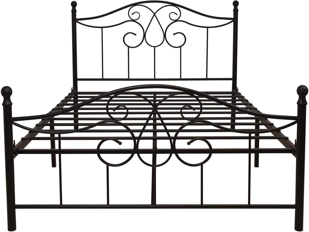 Vintage Sturdy Full Size Metal Bed Frame with Headboard and Footboard Basic Bed Frame No Box Spring Needed (Full,Black)