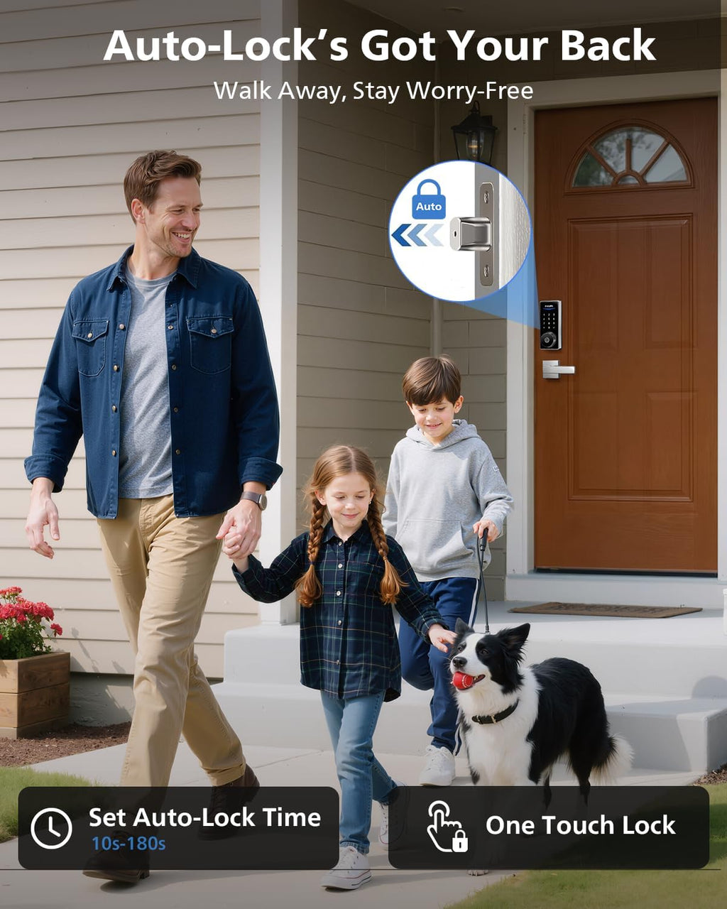 Philips Wi-Fi Smart Lock with Handles, Built-in WiFi Keyless Entry Front Door Lock Set, Keypad Deadbolt with Handle, App Fingerprint Code Unlock, Auto Locking, Remote Control & Voice Unlock, Nickel