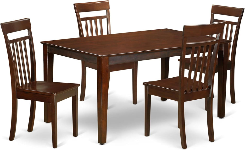 East West Furniture CAP5S-MAH-W 5 Piece Dinette Set for 4 Includes a Rectangle Dining Room Table and 4 Kitchen Dining Chairs, 36x60 Inch, Mahogany