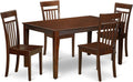 East West Furniture CAP5S-MAH-W 5 Piece Dinette Set for 4 Includes a Rectangle Dining Room Table and 4 Kitchen Dining Chairs, 36x60 Inch, Mahogany