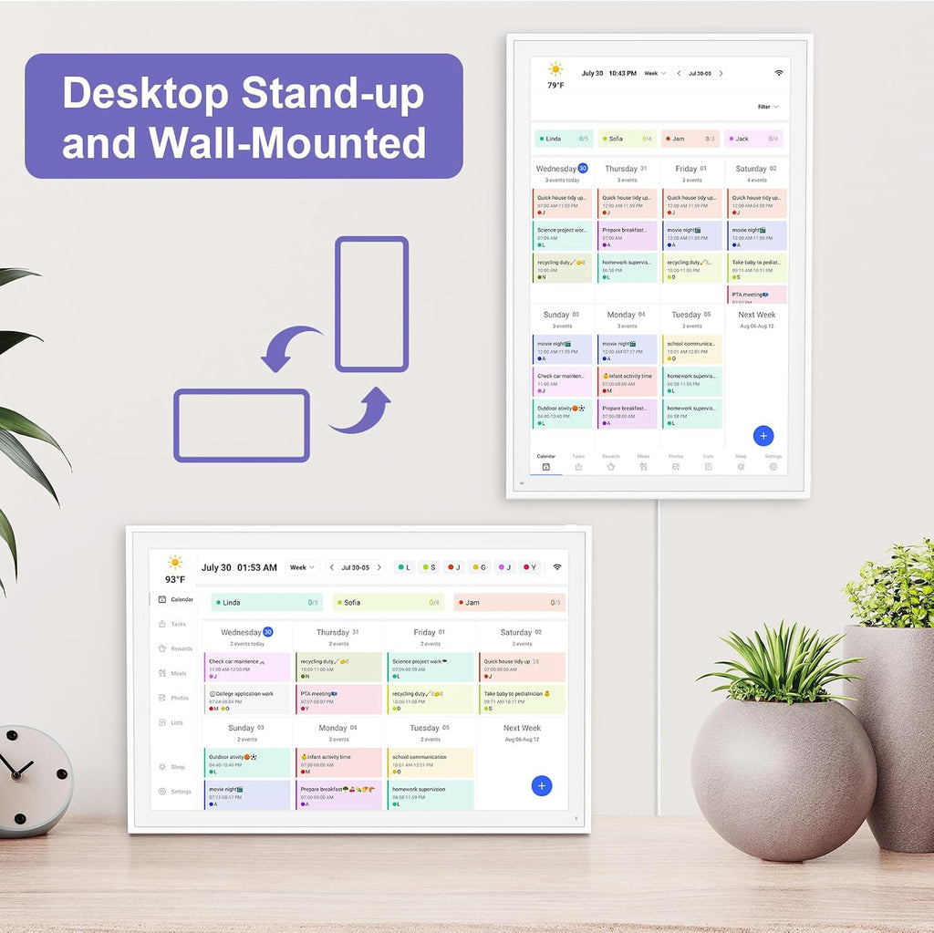 Digital Calendar, Smart WiFi Electronic Calendar&Chore Chart, IPS Touch Screen HD Display for Family Schedules, Share Moments Instantly from Anywhere (14)