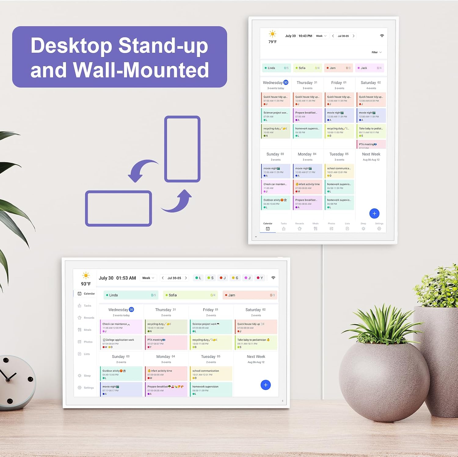 Digital Calendar, Smart WiFi Electronic Calendar&Chore Chart, IPS Touch Screen HD Display for Family Schedules, Share Moments Instantly from Anywhere (14)