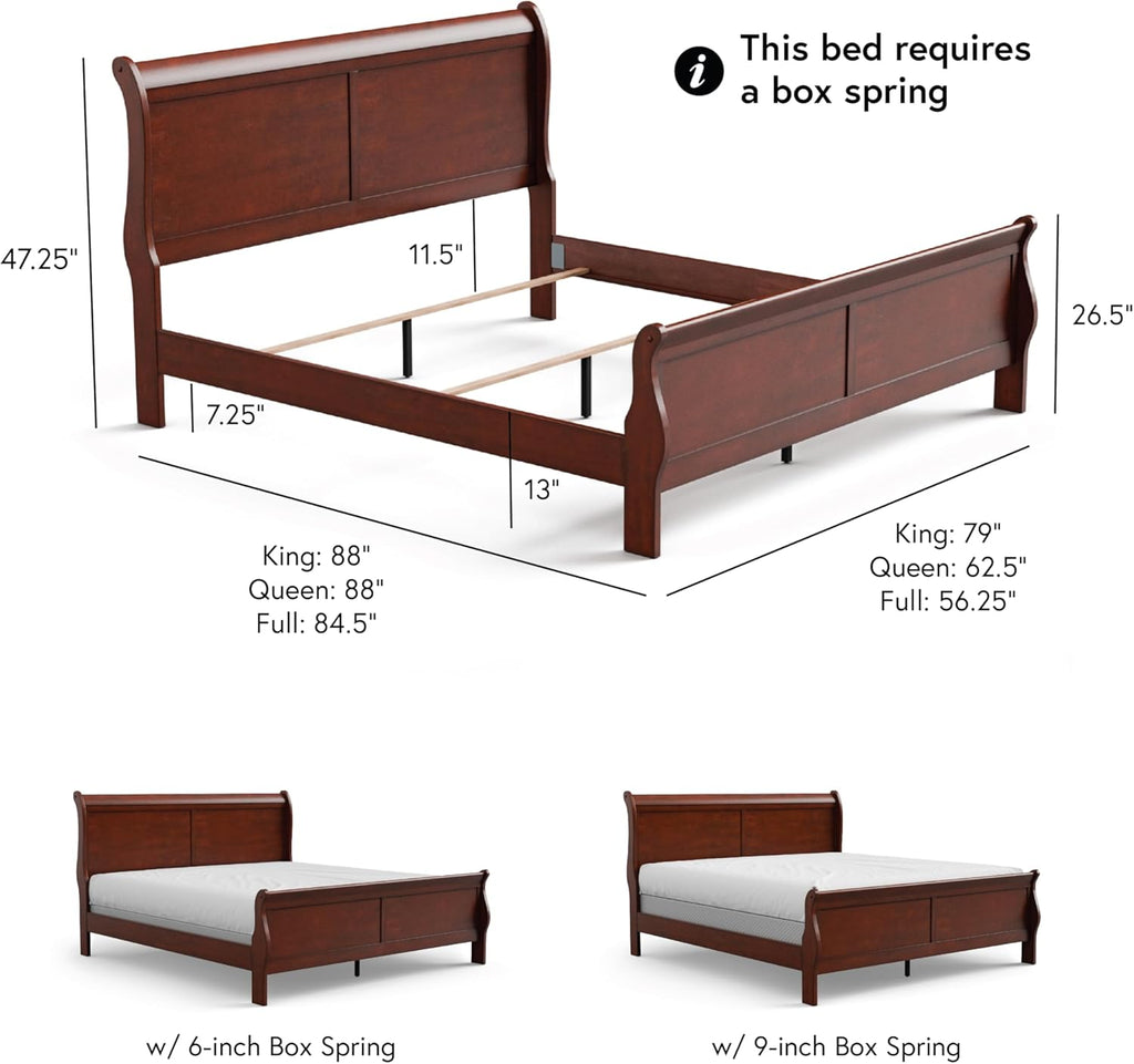 Furniture of America Arabella Traditional Wood Full Bed Frame with Headboard and Footboard, Elegant Sleigh Design Bedframe for Bedroom, Guest Room, Easy Assembly, Box Spring Required, Black