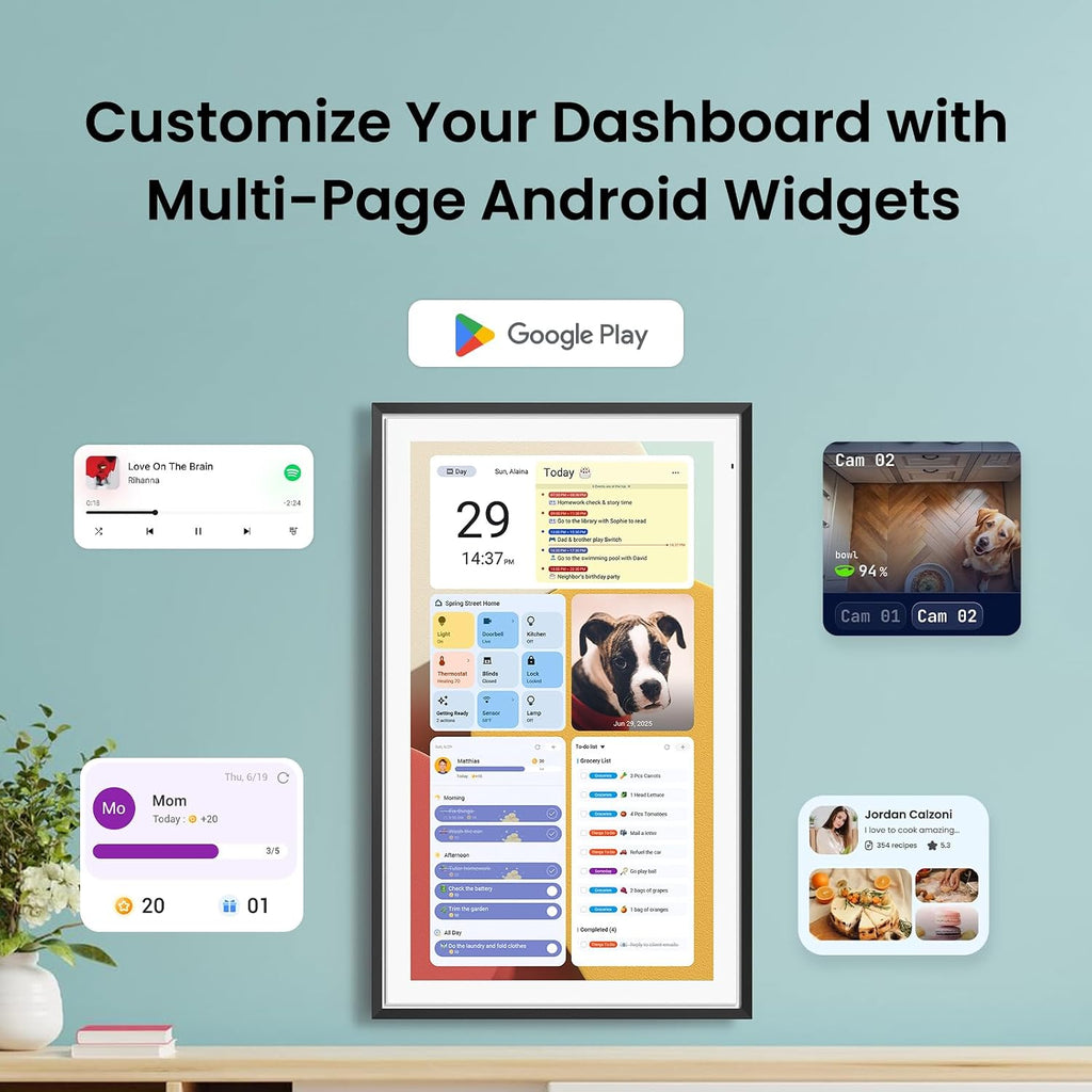 Apolosign 21.5-inch Digital Calendar & Smart Family Wall Planner, No Subscription, Calendar & Dashboard Dual-Mode System, Shared Touchscreen Display with Calendar Sync, Chore Charts & Family Scheduling Hub (Black)