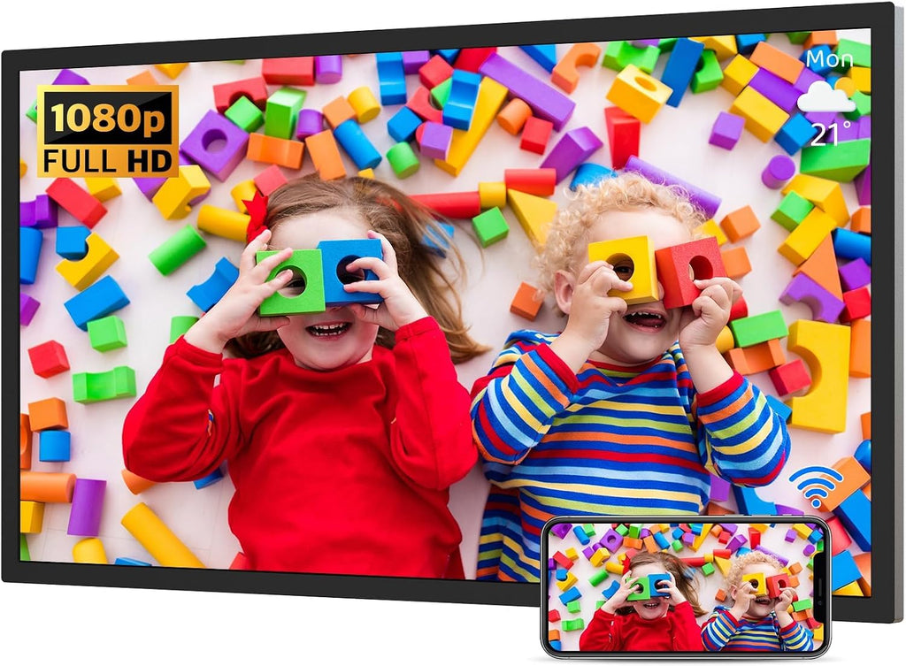 32-inch Digital Photo Frame Large-Picture-Frame - FHD IPS, Dual-WiFi, Remote Control, Smarthphone Sync Screen, Load Photo from Phone via APP Email, Free Cloud,Wall Mounted for Photo Gallery Home Decor
