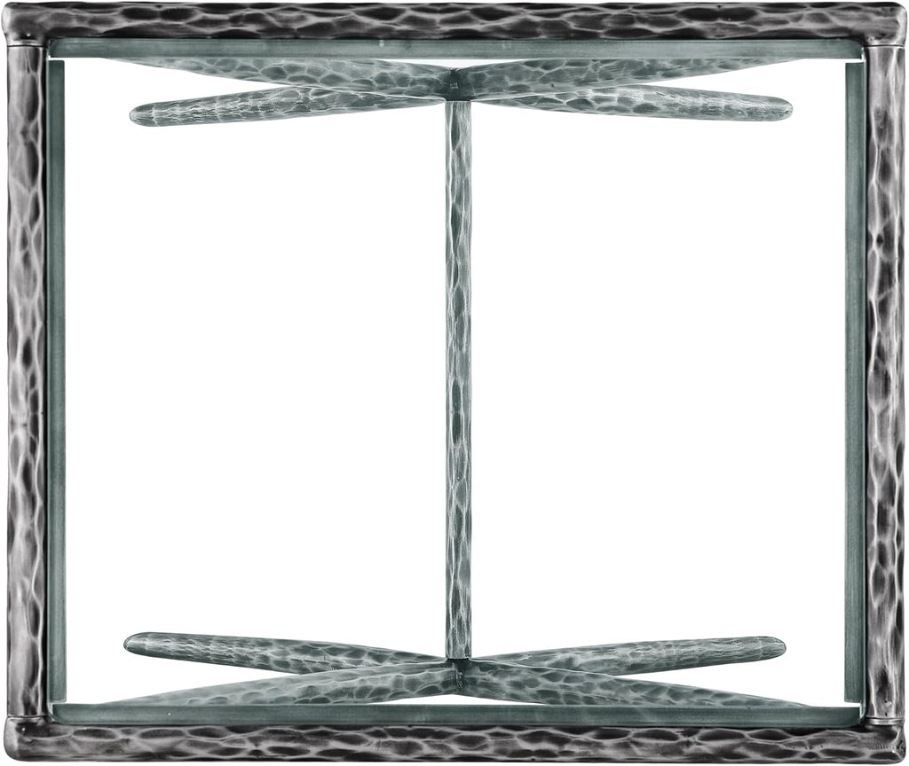24/7 Shop at Home Lalia Hammered Metal 4-Piece Bedroom Collection, Upholstered Bed Frame with Camelback Headboard, Forged Steel, Bench and Curved Nightstands, Foundation Required, Full, Matte Grey