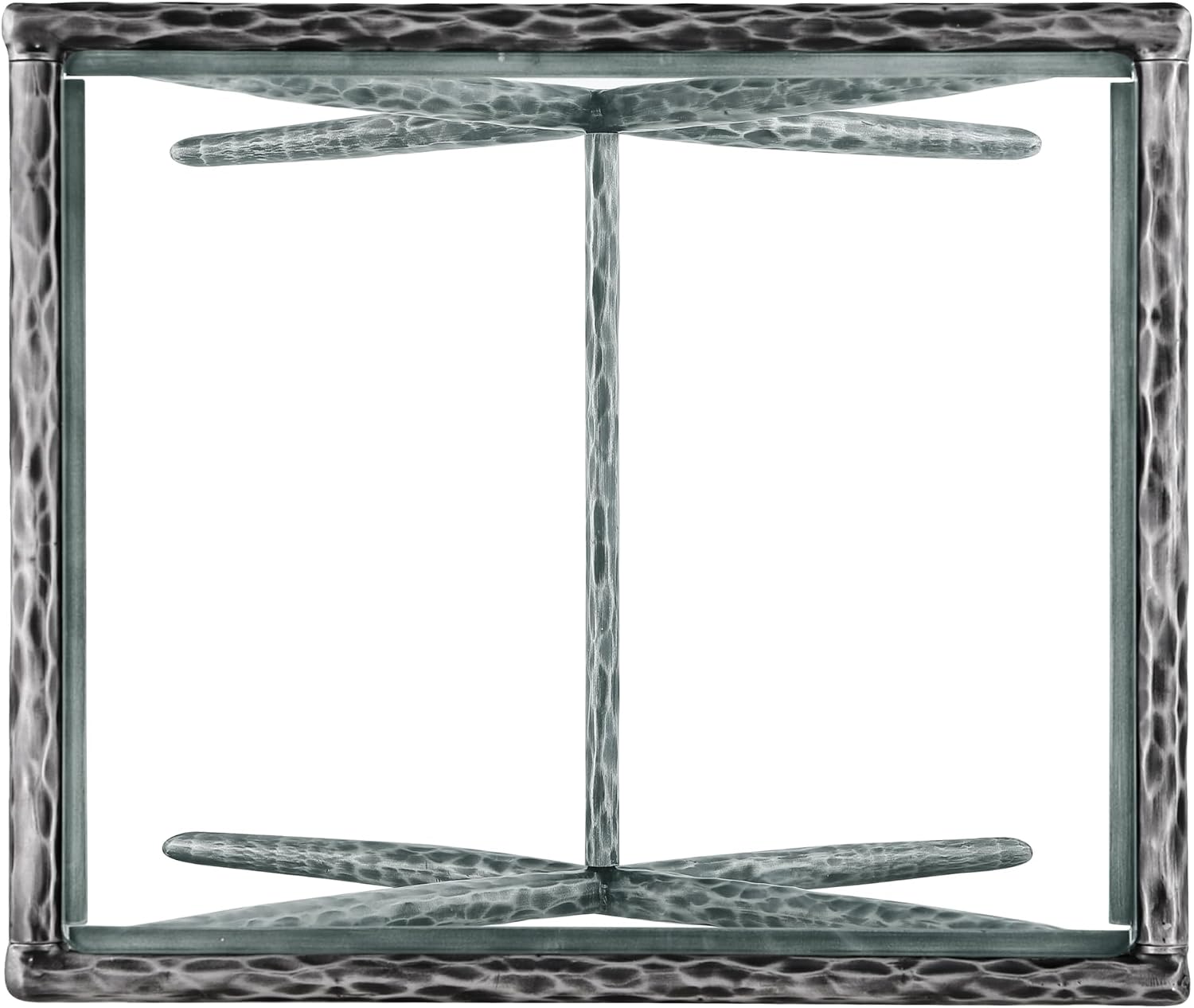 24/7 Shop at Home Lalia Hammered Metal 4-Piece Bedroom Collection, Upholstered Bed Frame with Camelback Headboard, Forged Steel, Bench and Curved Nightstands, Foundation Required, Full, Matte Grey