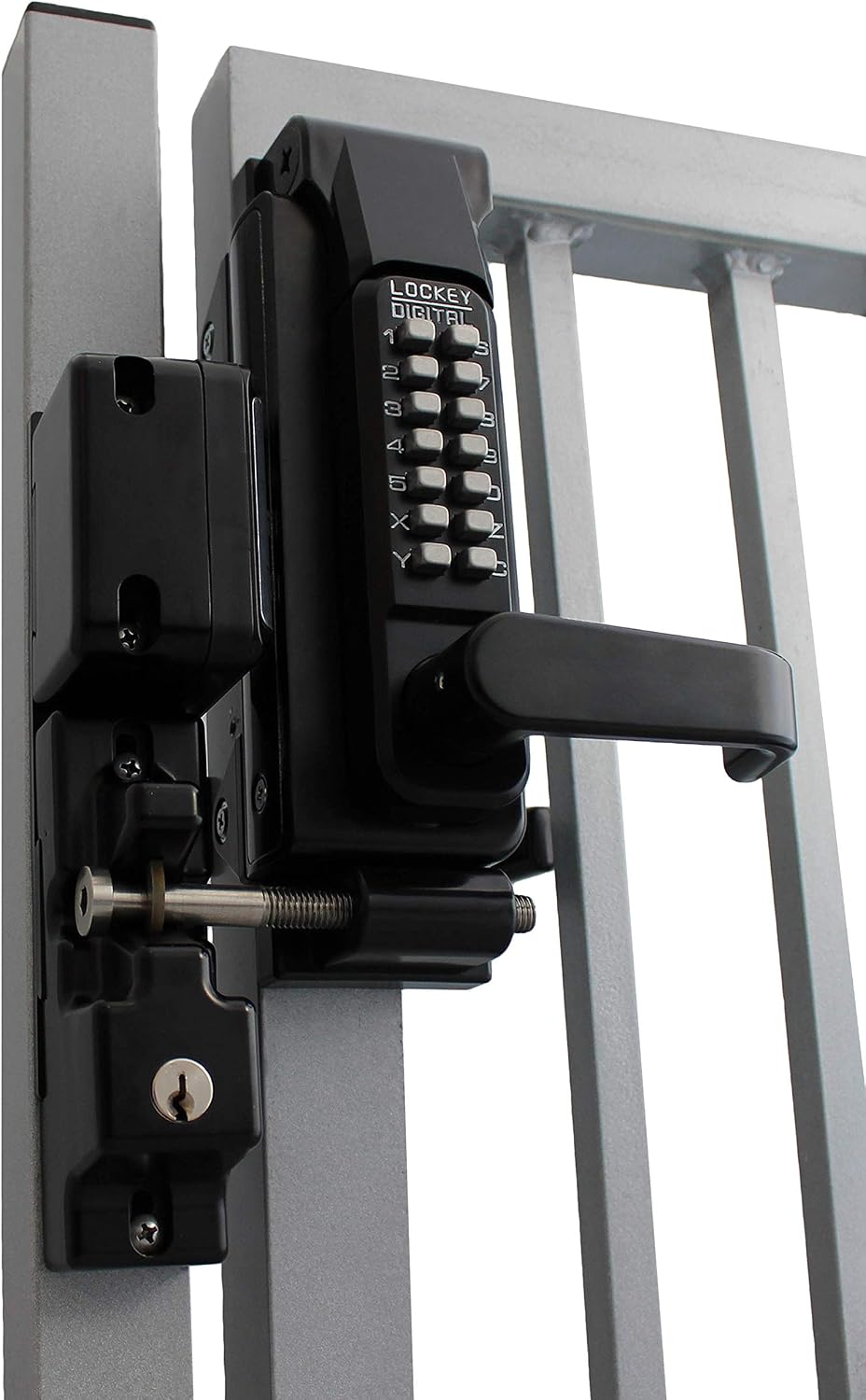 Lockey USA Sumo GL2 DC Jet Black Marine Grade Mechanical Double Combination Surface Mount Lever Gate Lock (GL2JBMGDC), Large