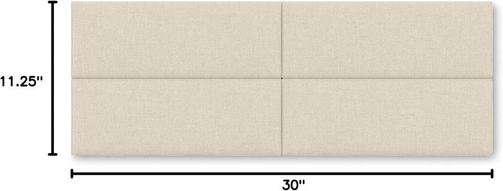 Jaxx Panelist Modern Padded Headboard – Set of 4 Wall Mounted Panels (Each 11.25' x 30') - Queen, Dune Beige Microvelvet