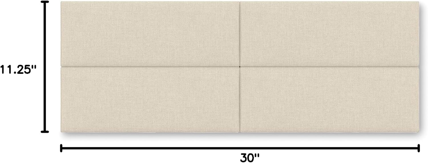 Jaxx Panelist Modern Padded Headboard – Set of 4 Wall Mounted Panels (Each 11.25' x 30') - Queen, Dune Beige Microvelvet