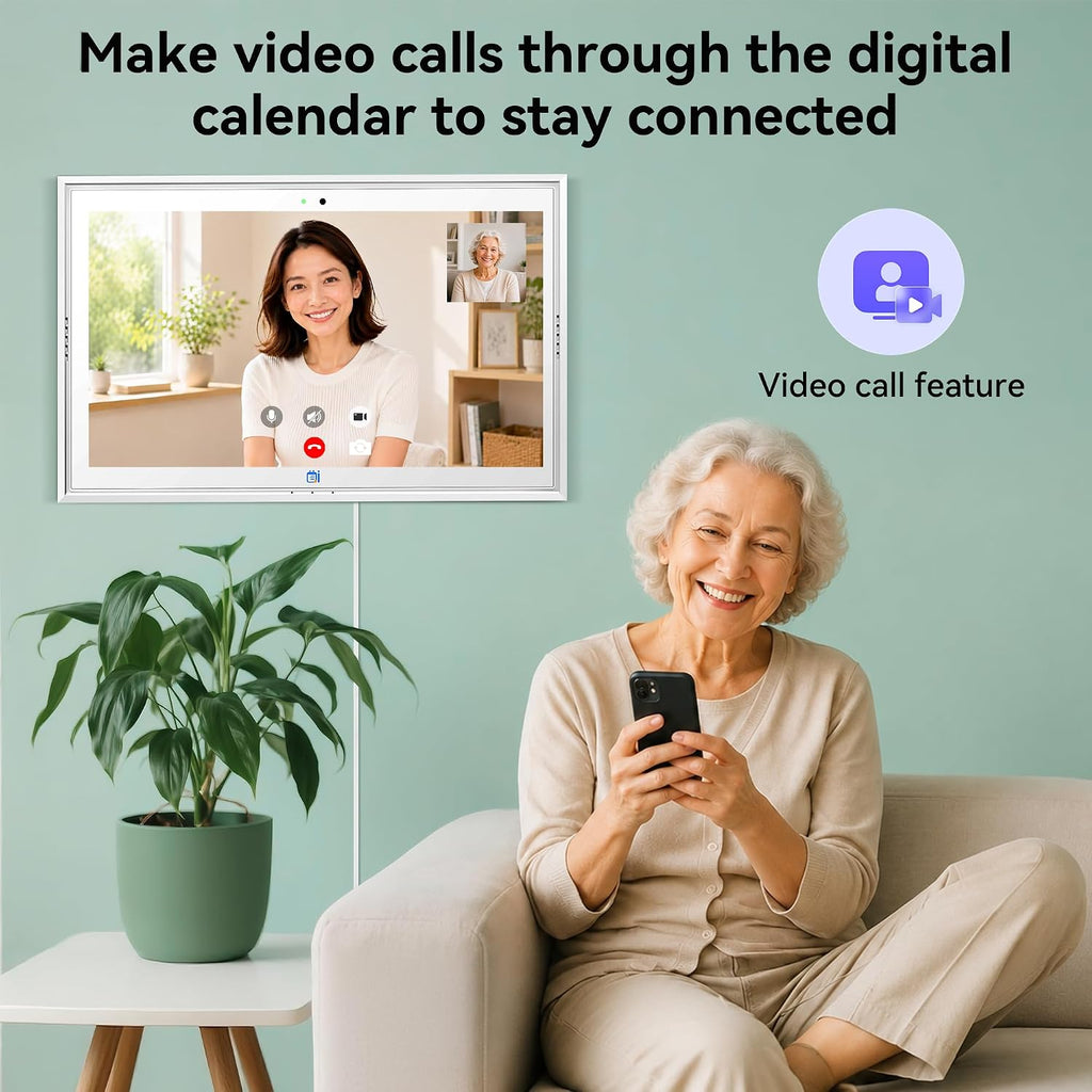 Missfly 15.6 Inch Smart Digital Wall Calendar with Touch Screen, One-Touch Video Call & AI Voice Control, Syncs with Google & Apple Calendar, Easy Operation Daily Planner, Practical Gift for Elderly Seniors & Parents