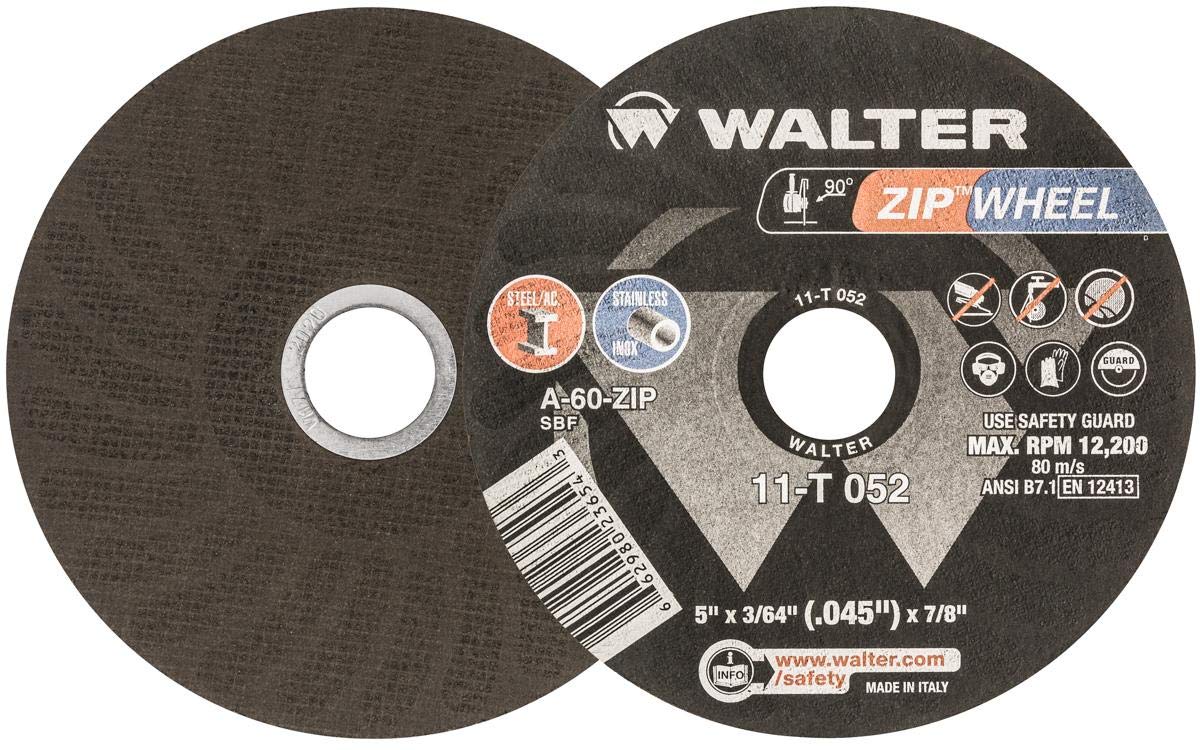 Walter Zip Wheel™ Cut-Off Wheel, 5' X 3/64' X 7/8'' T1, Pack of 25 (11T052)