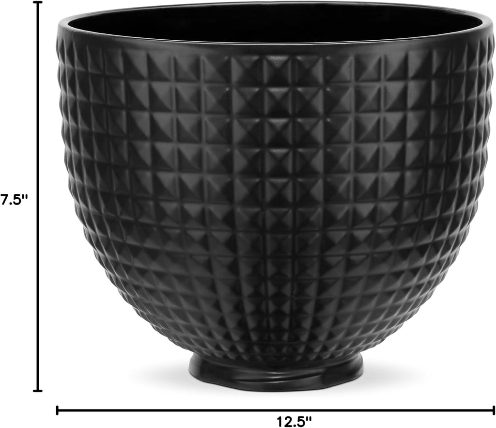 KitchenAid 5 Quart Black Studded Ceramic Bowl 4.5 or 5 Q Tilt-Head Stand Mixers, KSM2CB5LS