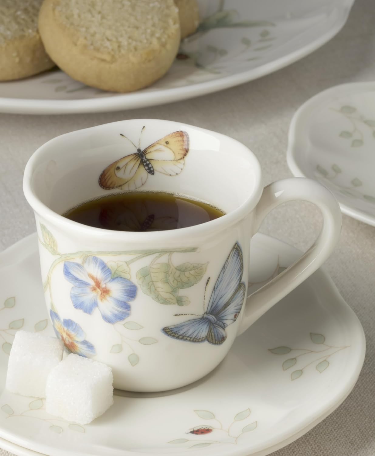Lenox 897806 Butterfly Meadow Espresso Cup & Saucer, Set Of 4, Service For 4
