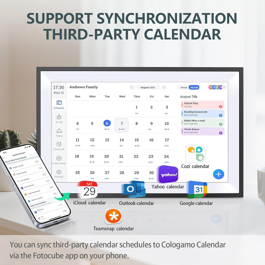 15.6' Digital Calendar Chore Chart – 1080P Full HD Interactive Touchscreen, Smart Family Planner, Hearth Display Digital Calendar Wall & Desk Mountable for Seamless Scheduling (Black)