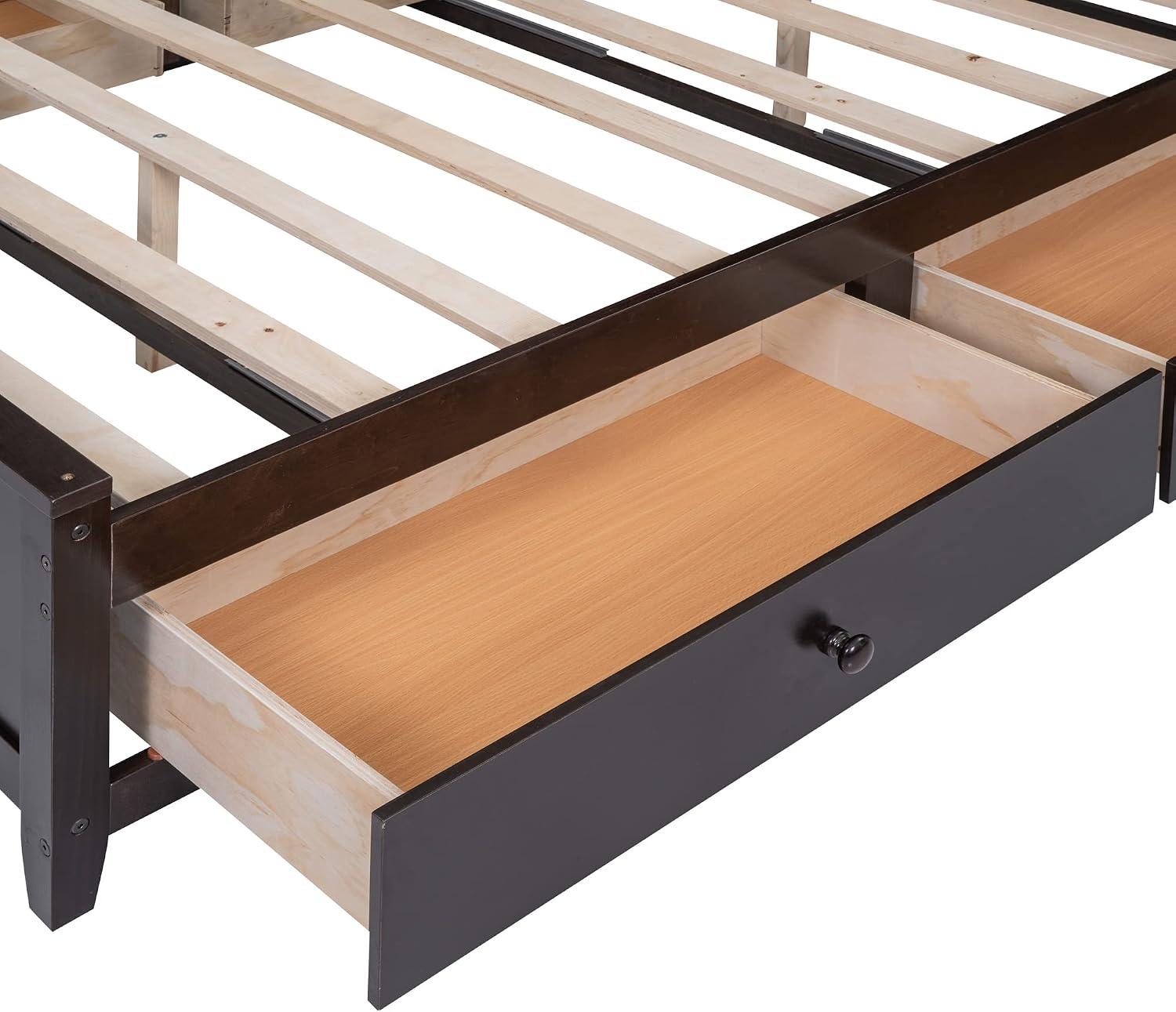 Harper & Bright Designs Wood Full Storage Bed Frame with Cabinet and Shelf, Full Size Platform Bed with 4 Drawers & Bookcase Headboard,Espresso