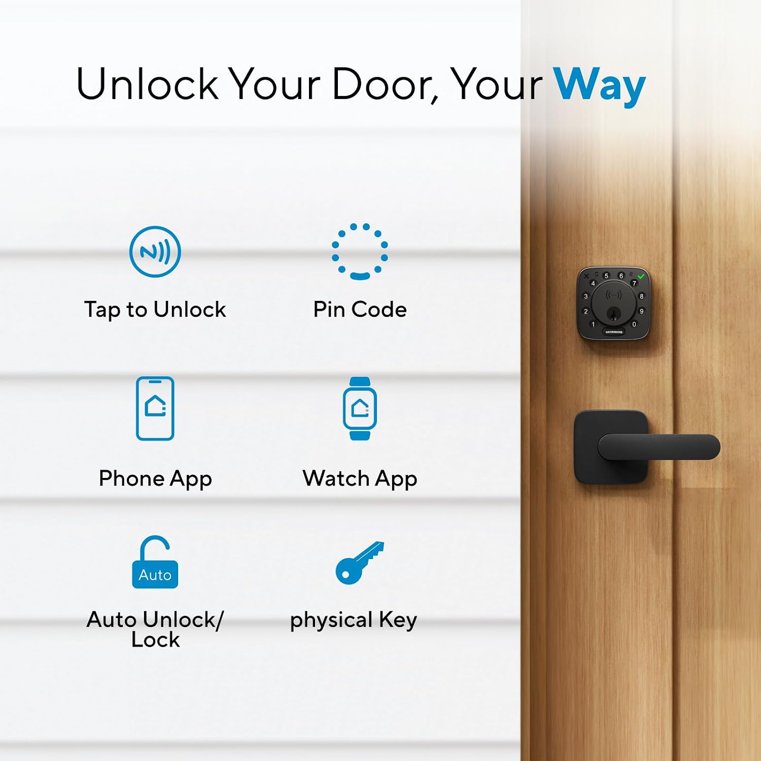 ULTRALOQ Bolt NFC Smart Lock, Tap to Unlock with iPhone and Android NFC, Built-in WiFi Smart Locks for Front Door, App Remote Access, Auto-Lock, Auto Unlock, Works with Apple Home, Alexa, Google