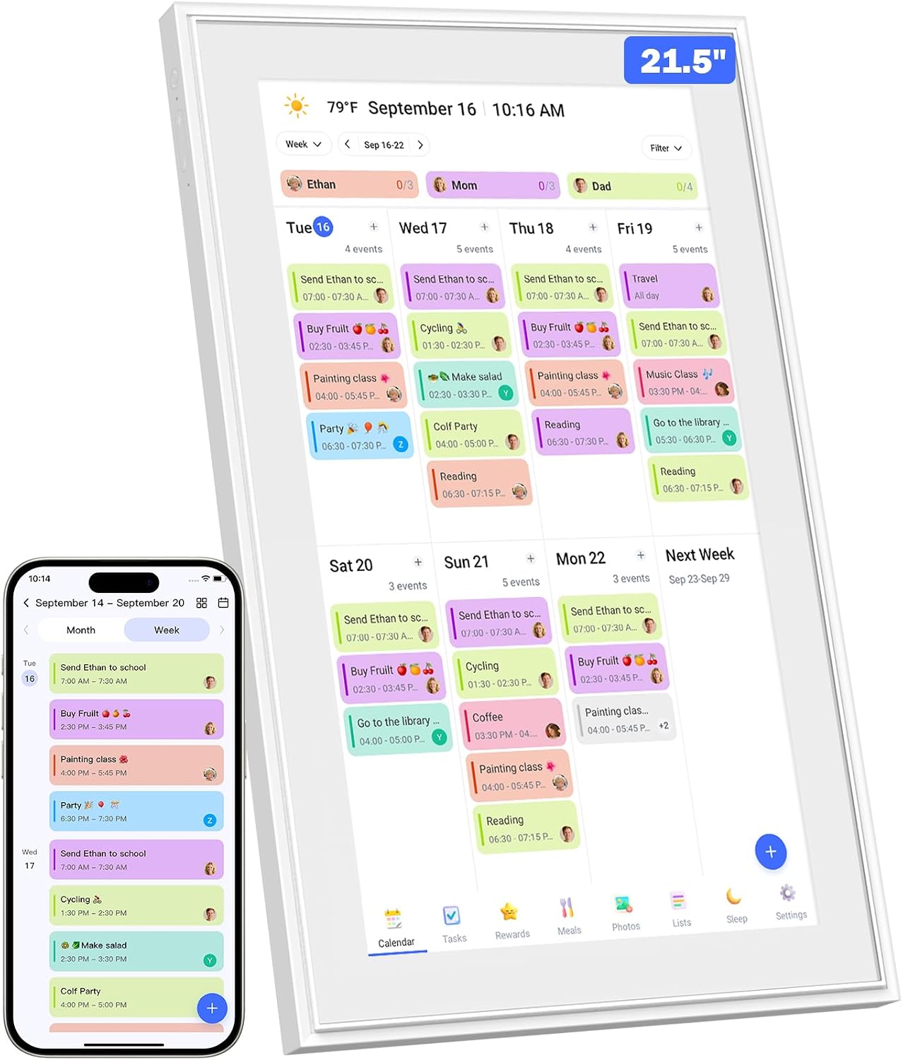 Canupdog Digital Calendar, 21.5 Inch Electronic Calendar Chore Chart & Wall Planner, IPS HD Touchscreen Interactive Display for Family Schedules Gifts for Women Mom