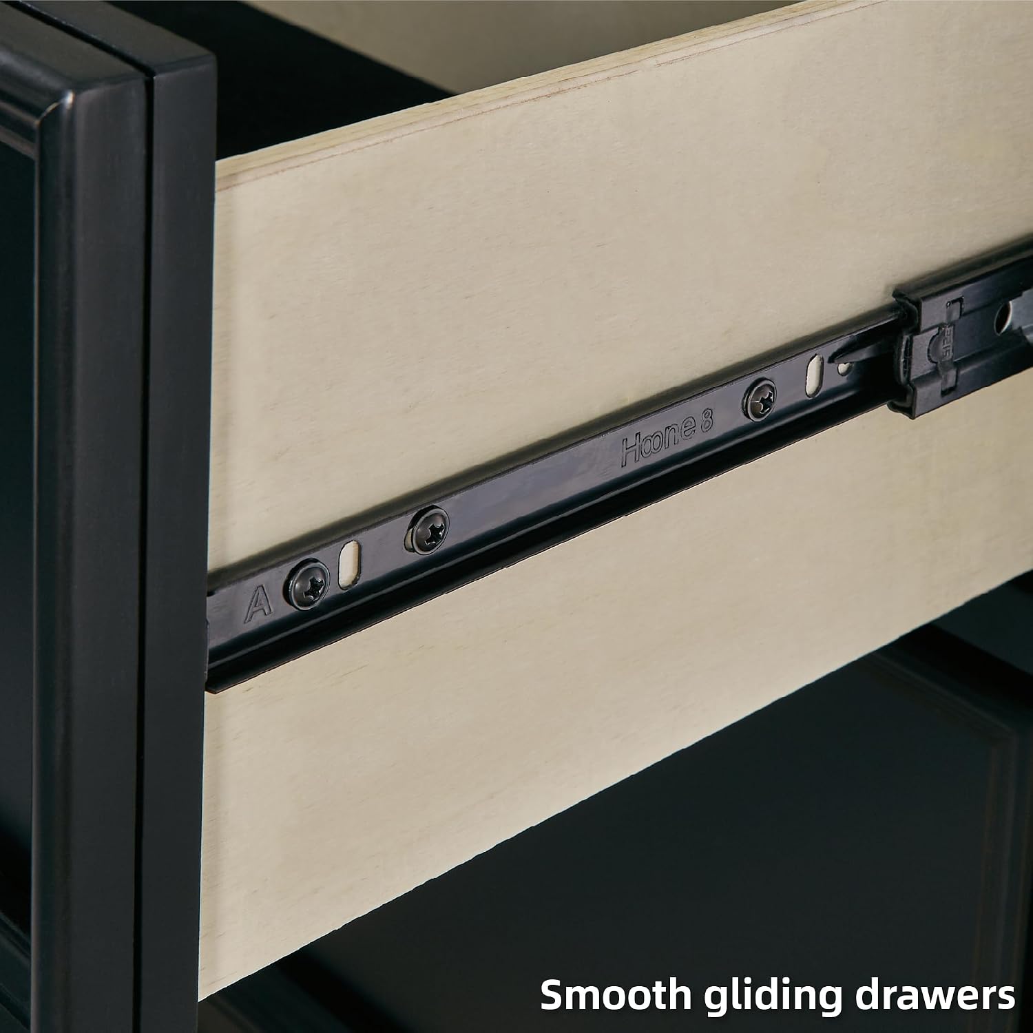 Signature Design by Ashley Lanolee Modern 7-Drawer Dresser and Mirror with Safety Stop, Classic Style, Sturdy Wood, Birch Veneer, Framed Drawer Fronts, Metal Drawer Knobs, Pewter-Tone Finish, Black